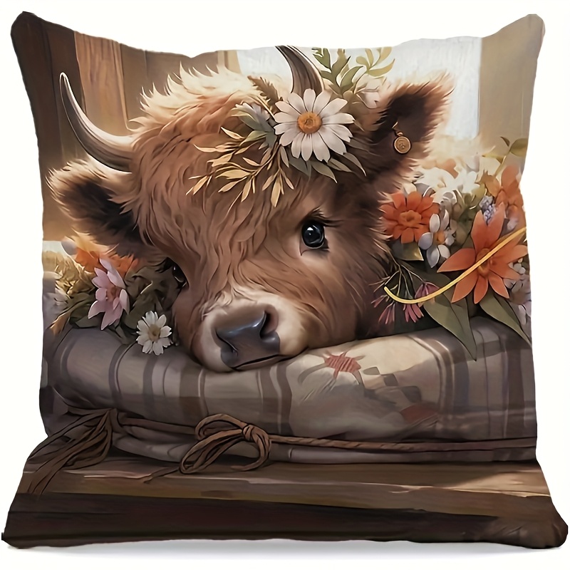 2D Flat - 1pc Highland Cow Pil - Pillow Insert 18X18 评论和价格
