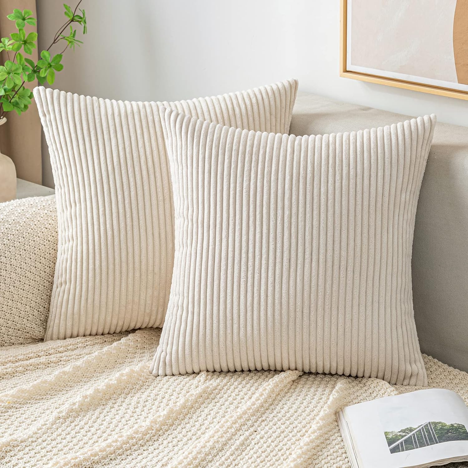 Throw Pillow Covers Corduroy D - Pillow Insert 18X18 评论和价格