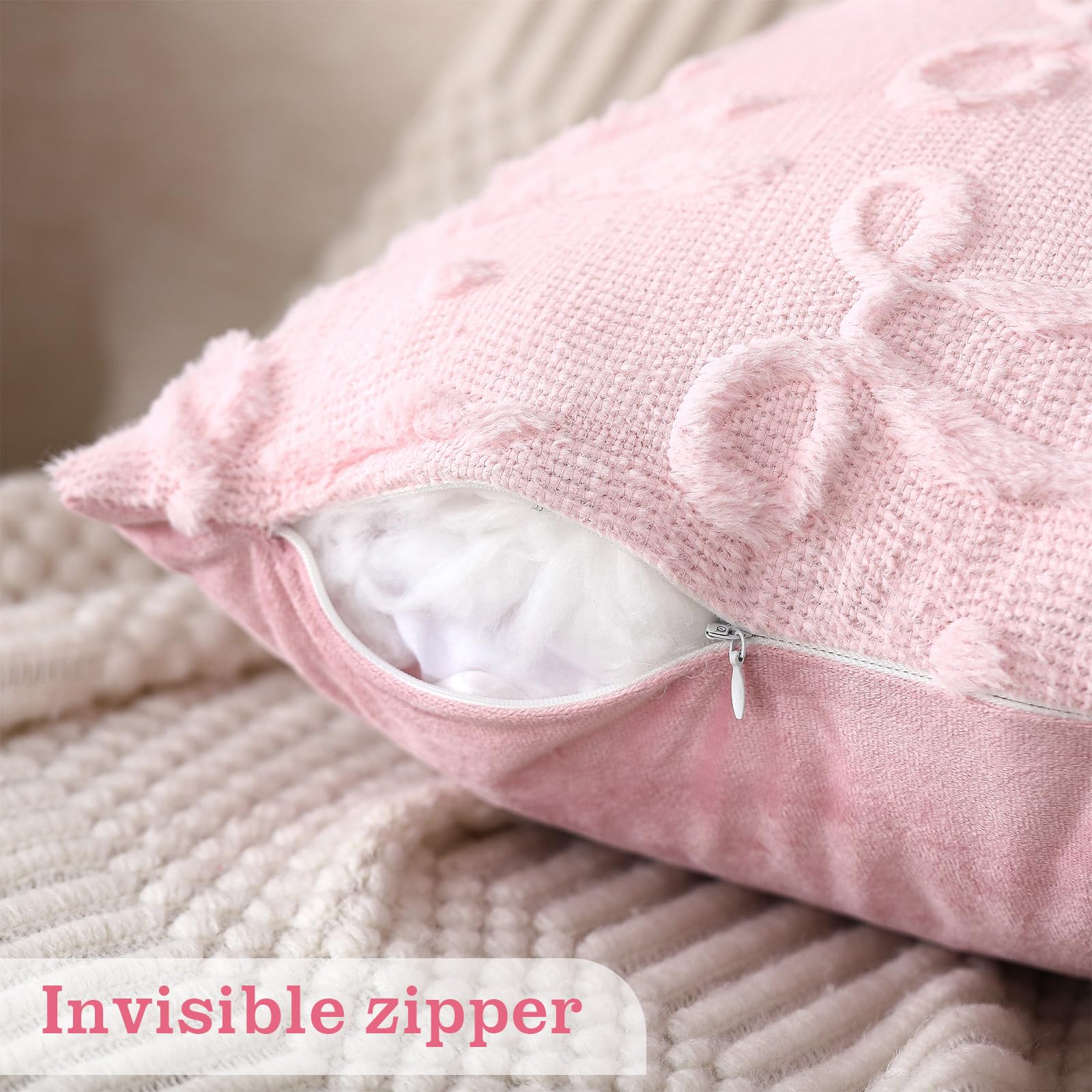 Pink Bow Throw Pillow Covers 1 - Pillow Insert 18X18 评论和价格