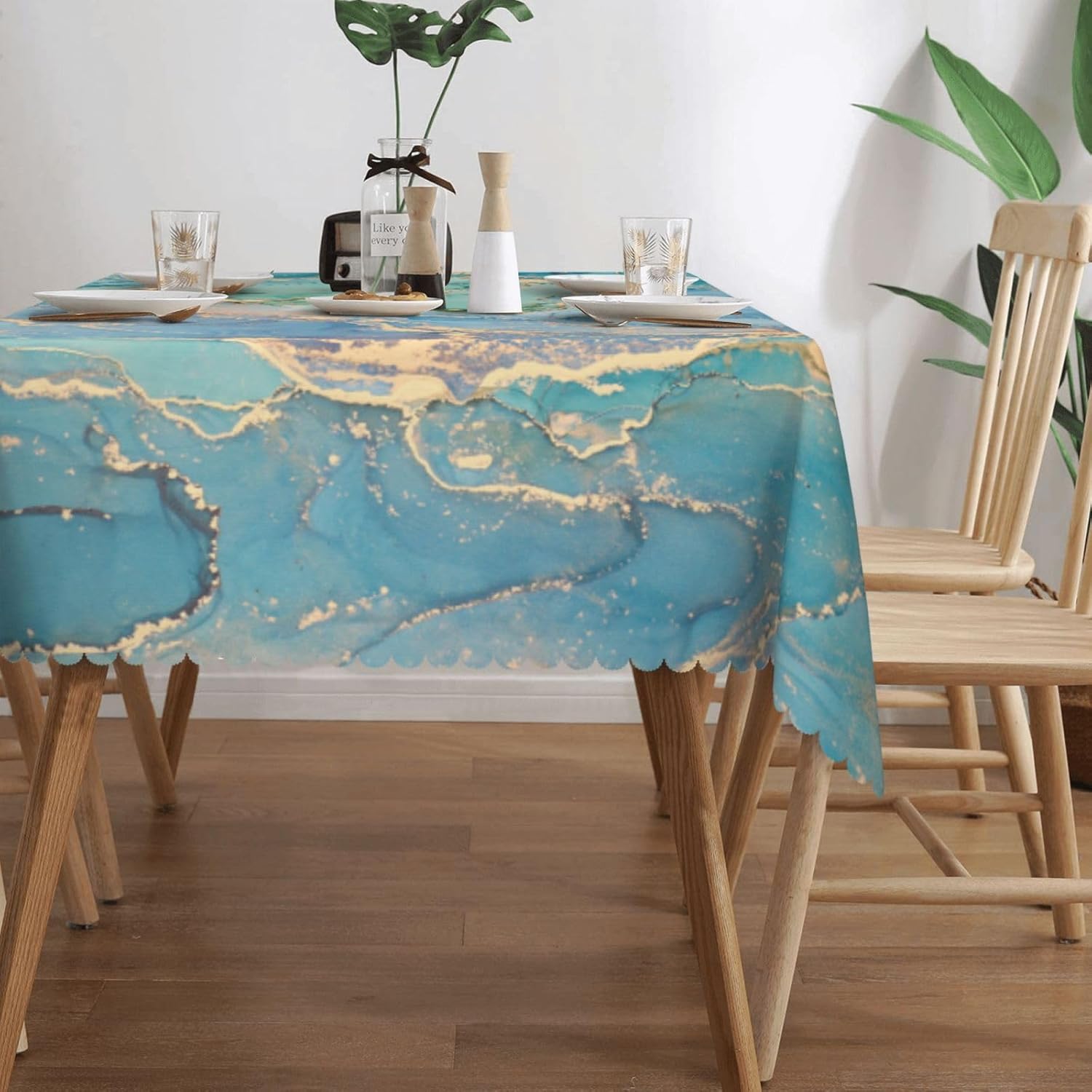 Luxury Teal Marble Fluid Table - Home Textiles Premium 评论和价格